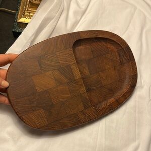 Mid-century Modern DANSK Teak Indiad Oval cheese Wooden Serving board Platter